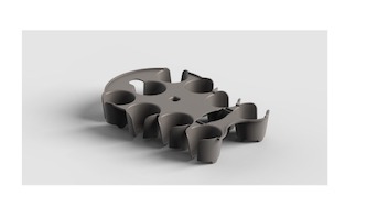 ArmCaddy CAD render — isometric view showing the bicep cradle profile