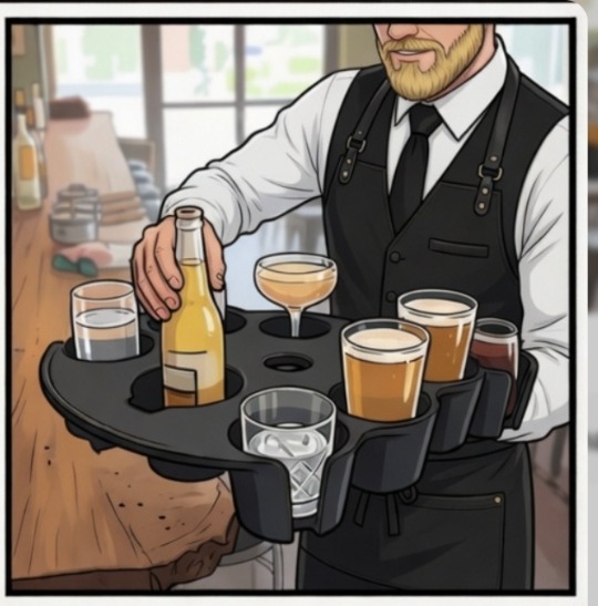 Server pouring a drink directly into a well of the ArmCaddy
